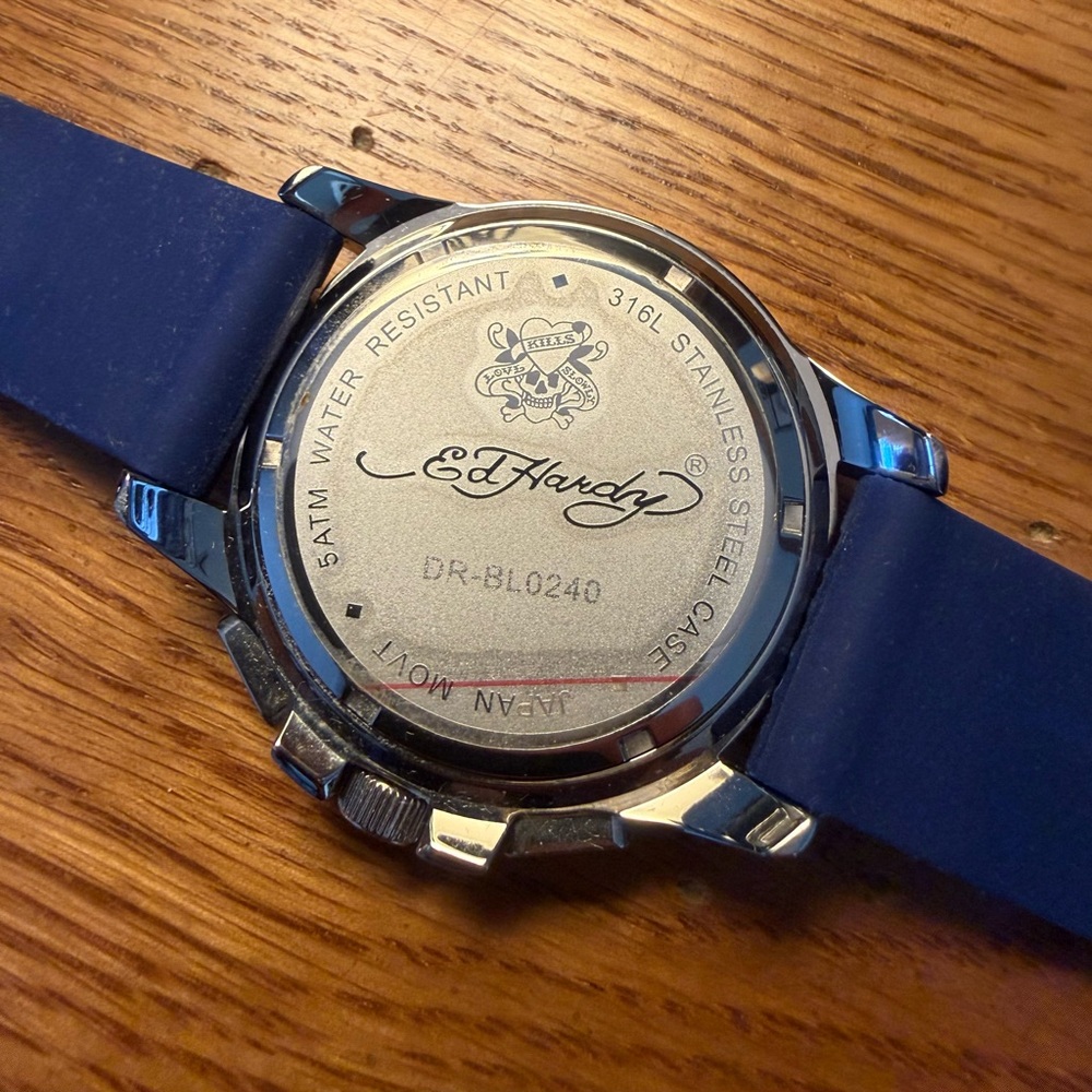 Ed Hardy Blue and Silver Men's Watch - Picture 9 of 13